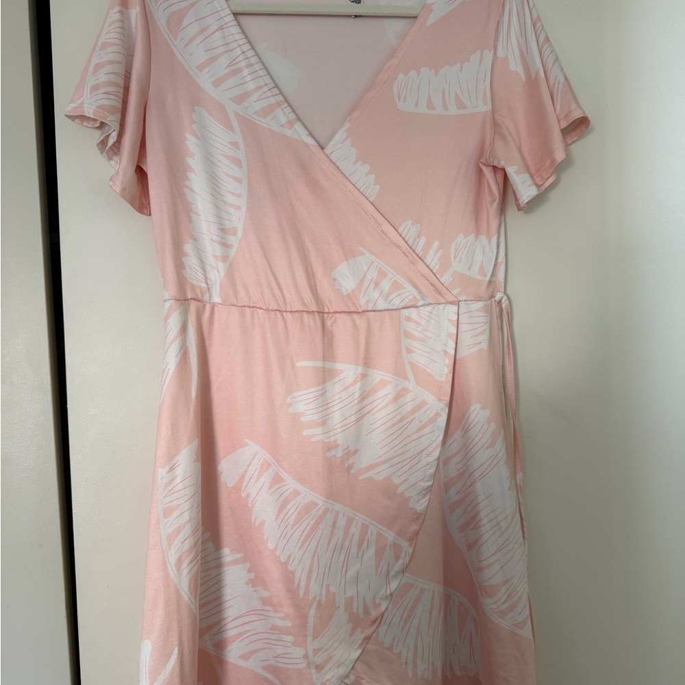 Pink and White Wrap Dress